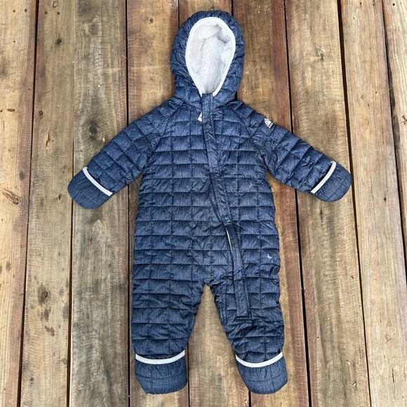 SNOZU Blue Baby Snowsuit 18M | Faux Fur Lined | Convertible Mittens Booties - Picture 1 of 16